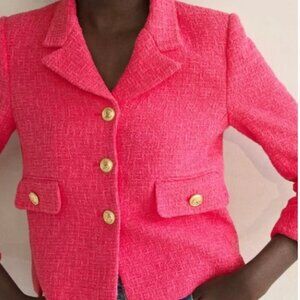 ZARA TEXTURED WEAVE BUTTONED BLAZER SIZE M